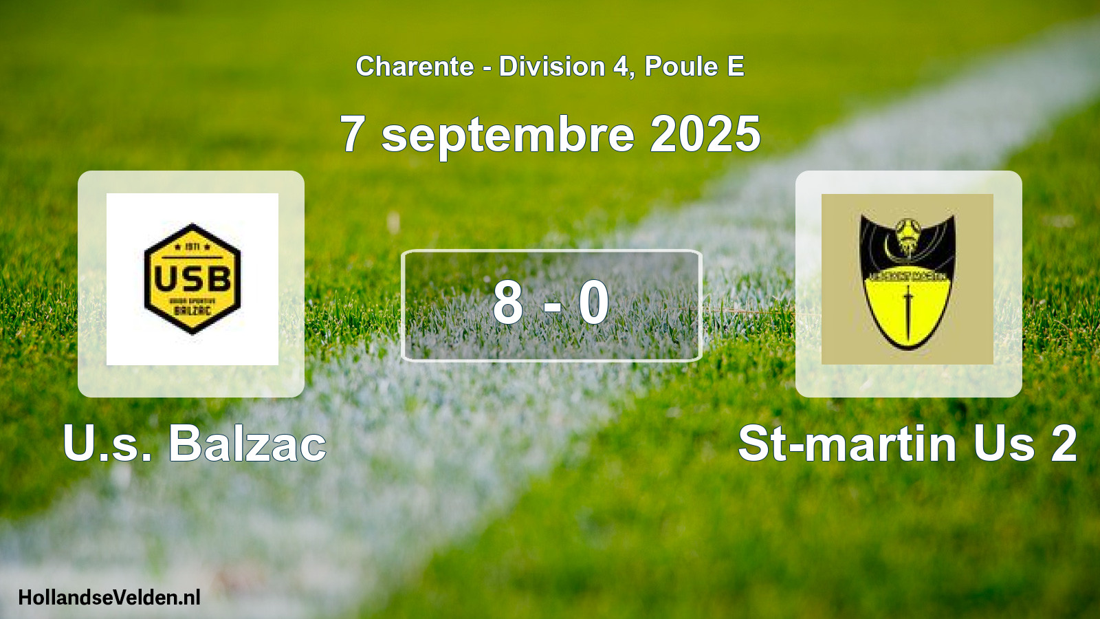 Gespeelde wedstrijd: U.s. Balzac - St-martin Us 2 8 - 0 (7 septembre 2025)