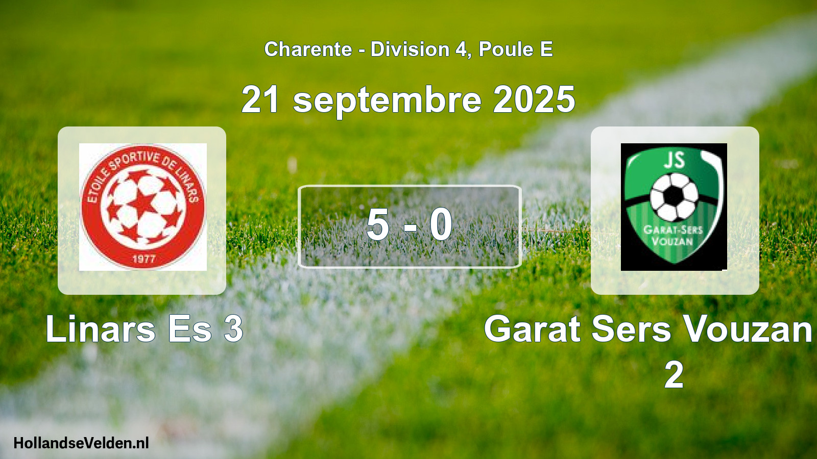 Total number of matches played: Linars Es 3 - Garat Sers Vouzan Js 2 5 - 0 (21 September 2025)