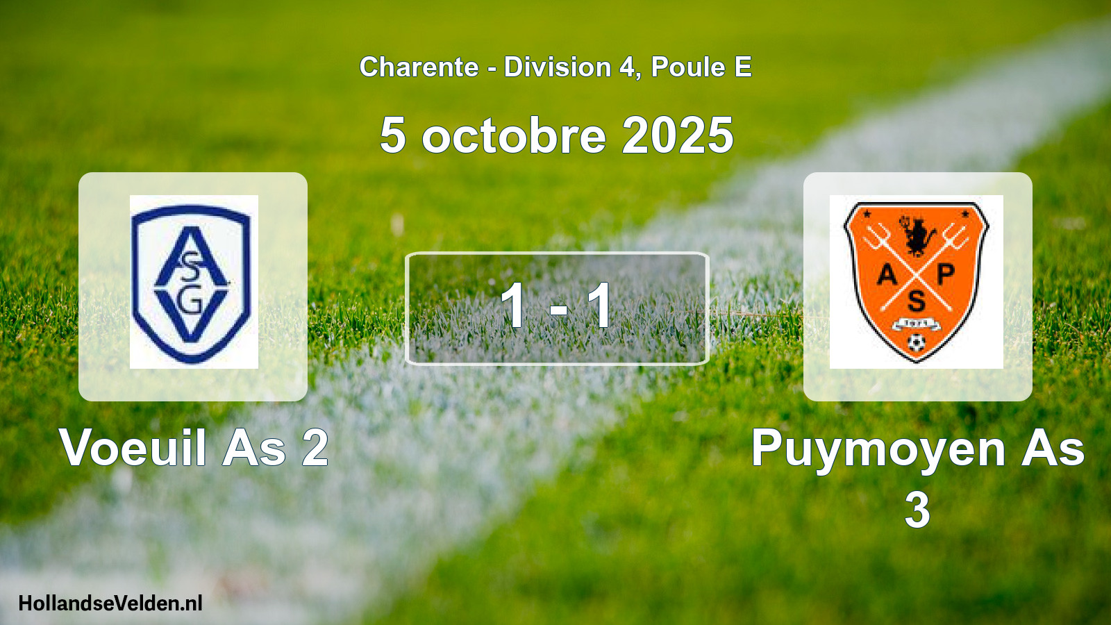 Gespeelde wedstrijd: Voeuil As 2 - Puymoyen As 3 1 - 1 (5 octobre 2025)