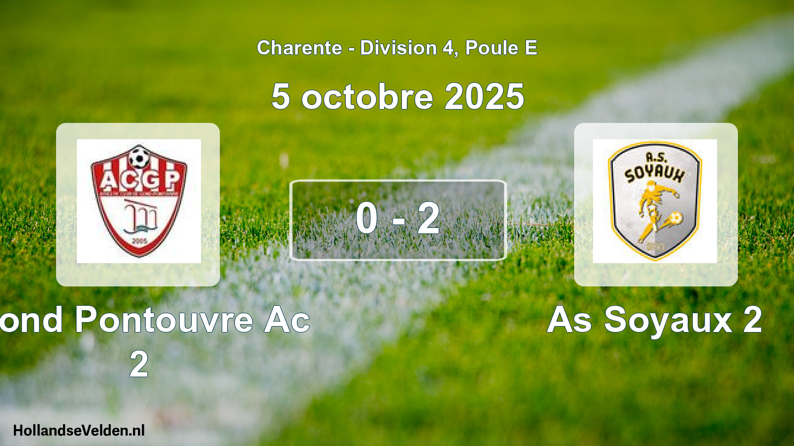 Gespeelde wedstrijd: Gond Pontouvre Ac 2 - As Soyaux 2 0 - 2 (5 octobre 2025)