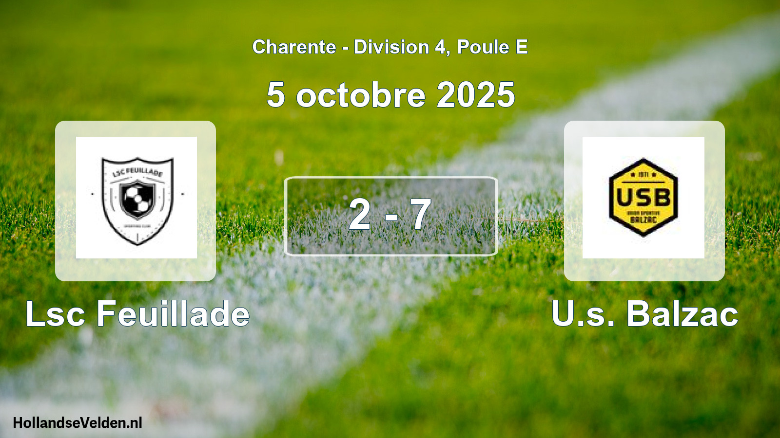 Gespeelde wedstrijd: Lsc Feuillade - U.s. Balzac 2 - 7 (5 octobre 2025)
