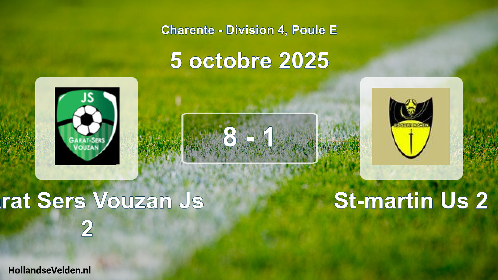 Gespeelde wedstrijd: Garat Sers Vouzan Js 2 - St-martin Us 2 8 - 1 (5 octobre 2025)