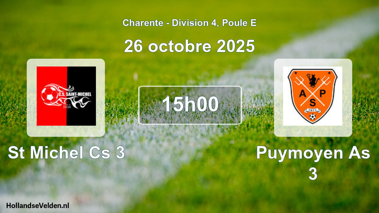 Geplande wedstrijd: St Michel Cs 3 - Puymoyen As 3 (26 octobre 2025)
