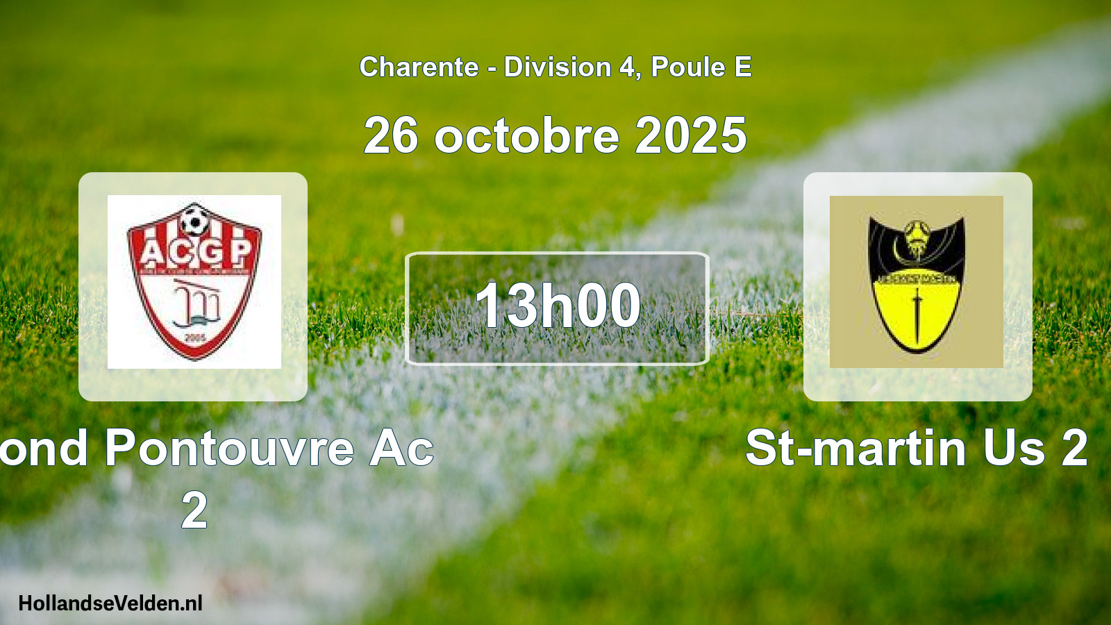 Geplande wedstrijd: Gond Pontouvre Ac 2 - St-martin Us 2 (26 octobre 2025)