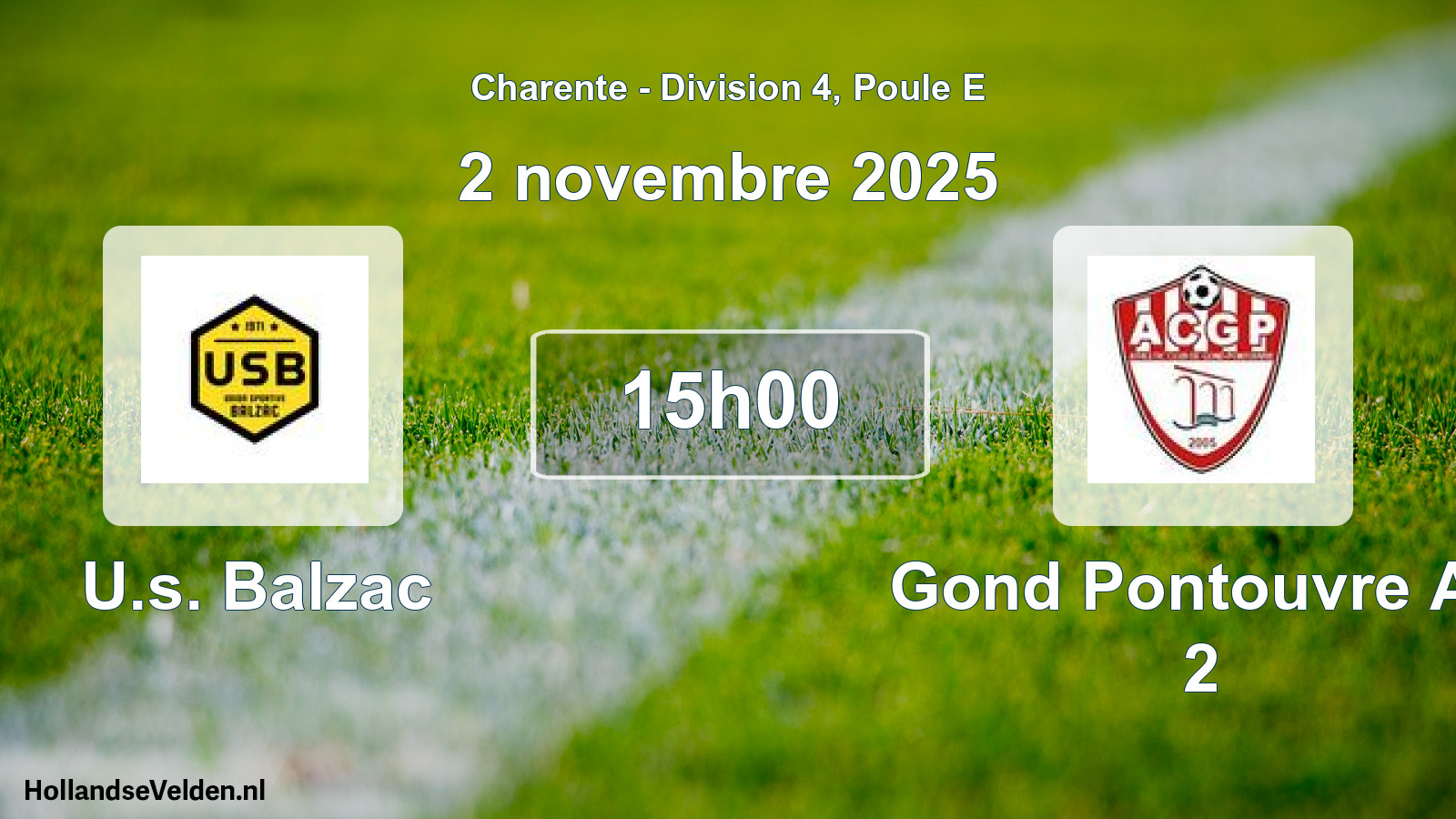 Geplande wedstrijd: U.s. Balzac - Gond Pontouvre Ac 2 (2 novembre 2025)