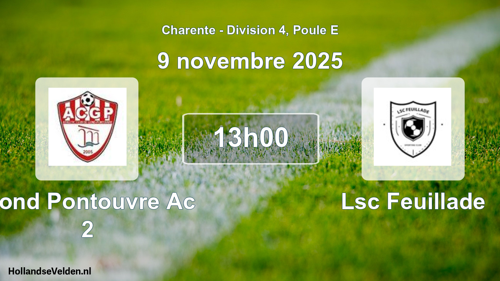 Geplande wedstrijd: Gond Pontouvre Ac 2 - Lsc Feuillade (9 novembre 2025)
