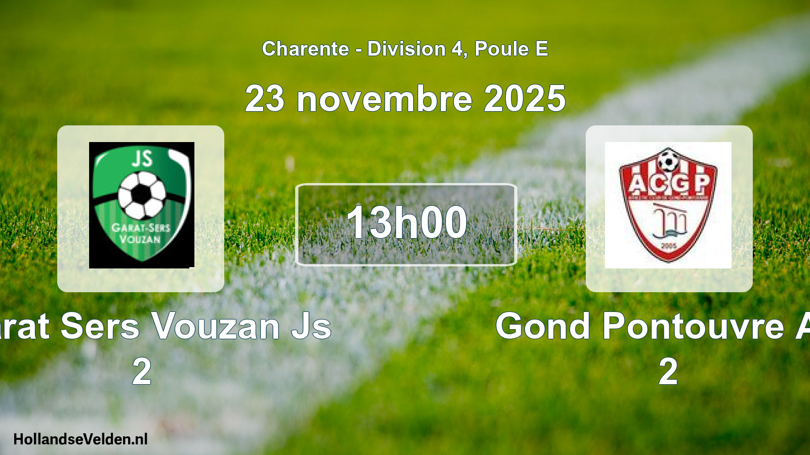 Geplande wedstrijd: Garat Sers Vouzan Js 2 - Gond Pontouvre Ac 2 (23 novembre 2025)
