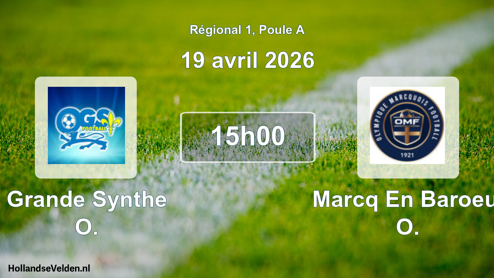 Geplande wedstrijd: Grande Synthe O. - Marcq En Baroeul O. (19 april 2026)
