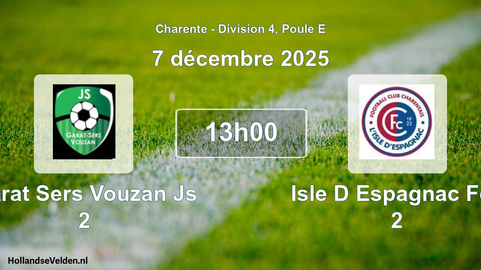 Geplande wedstrijd: Garat Sers Vouzan Js 2 - Isle D Espagnac Fcc 2 (7 décembre 2025)