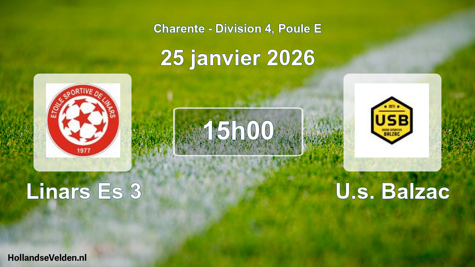 Geplande wedstrijd: Linars Es 3 - U.s. Balzac (25 januari 2026)