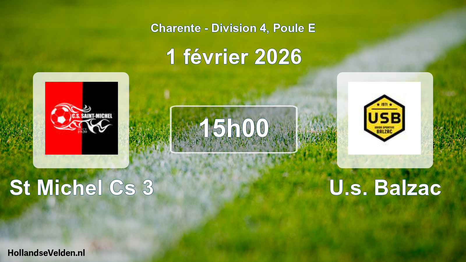 Geplande wedstrijd: St Michel Cs 3 - U.s. Balzac (1 février 2026)