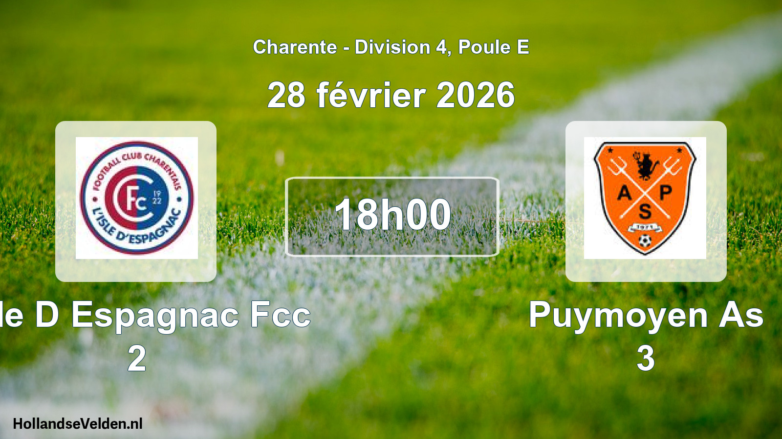 Geplande wedstrijd: Isle D Espagnac Fcc 2 - Puymoyen As 3 (28 février 2026)