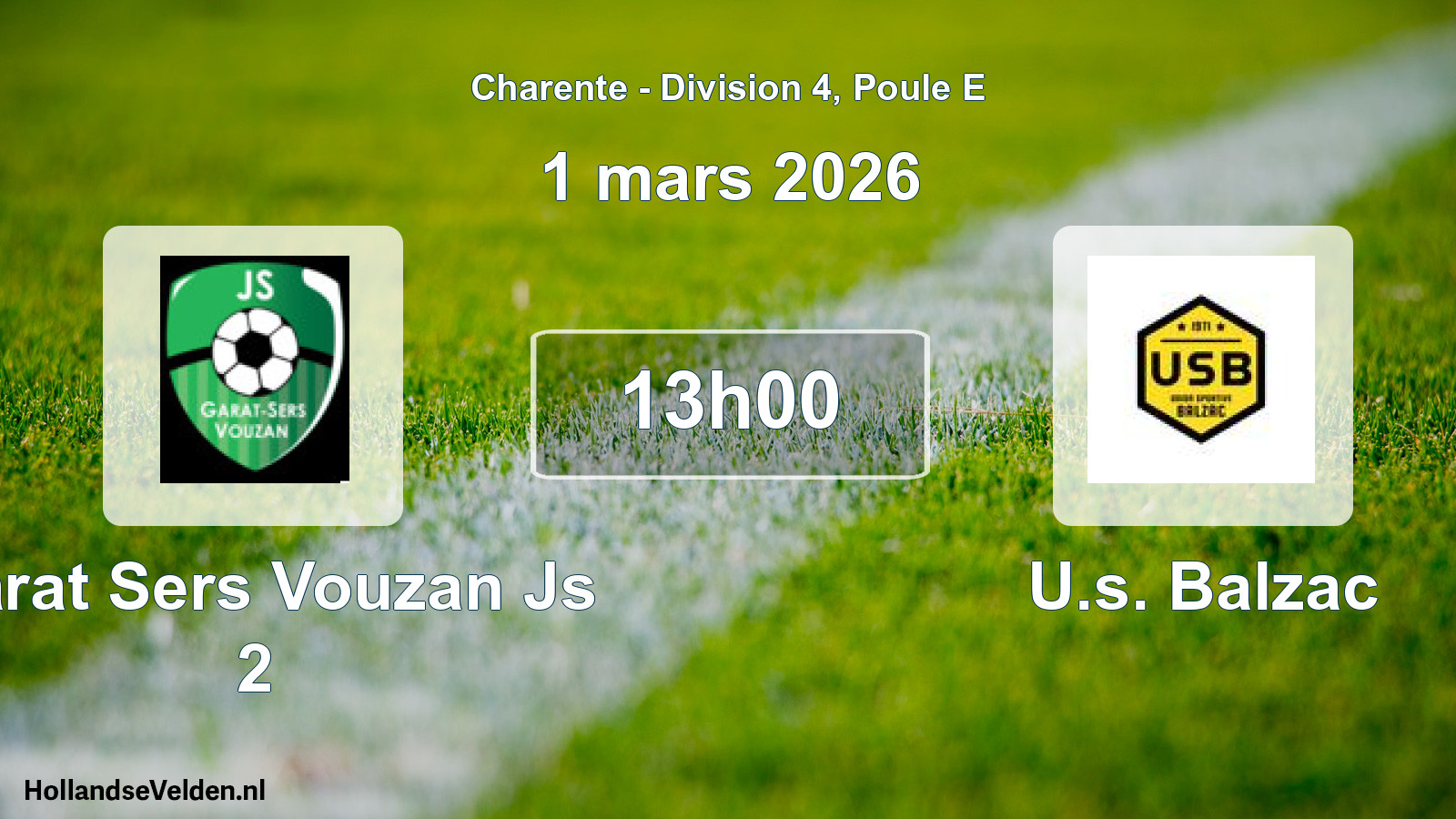 Geplande wedstrijd: Garat Sers Vouzan Js 2 - U.s. Balzac (1 mars 2026)