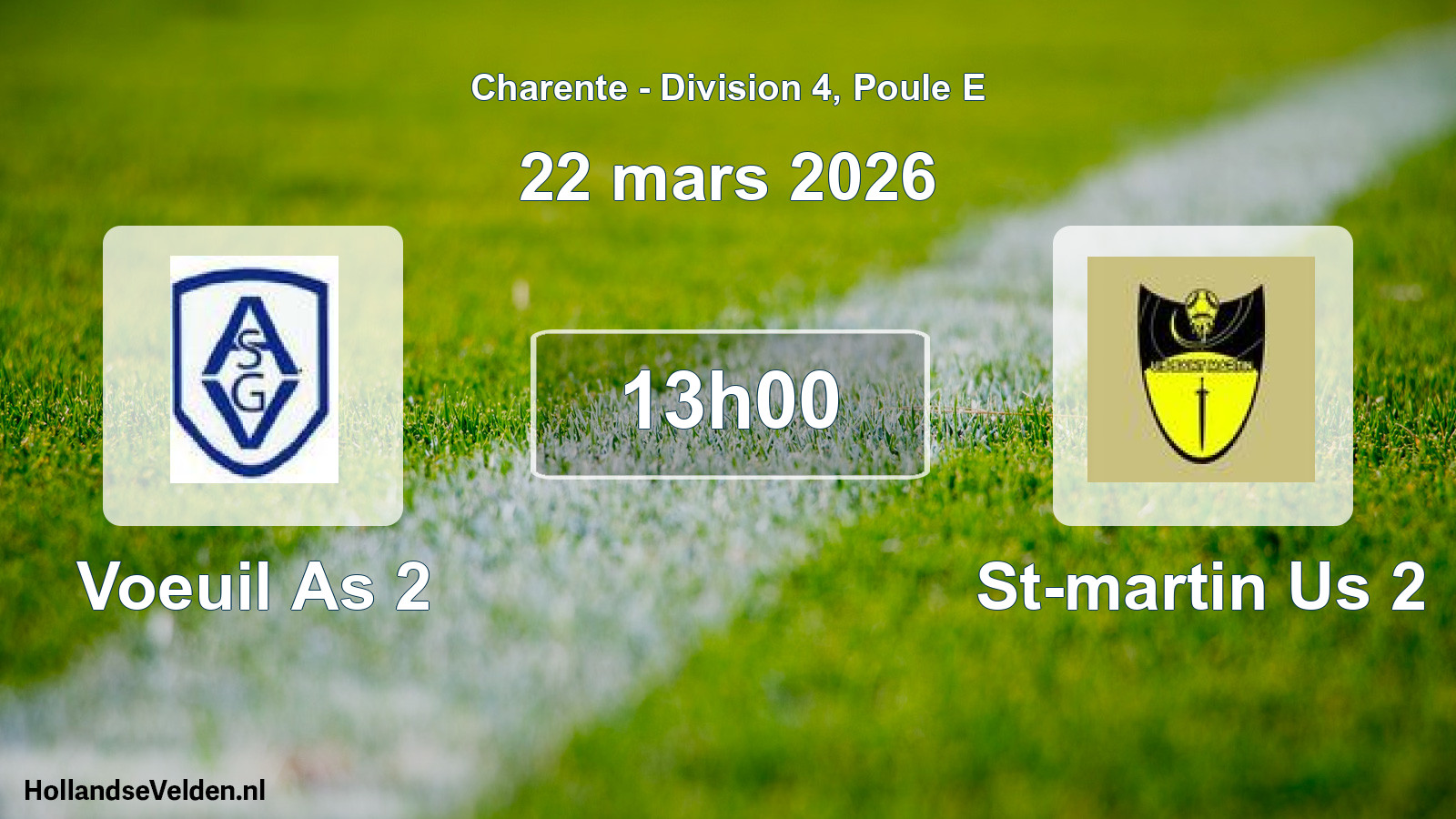 Geplande wedstrijd: Voeuil As 2 - St-martin Us 2 (22 mars 2026)