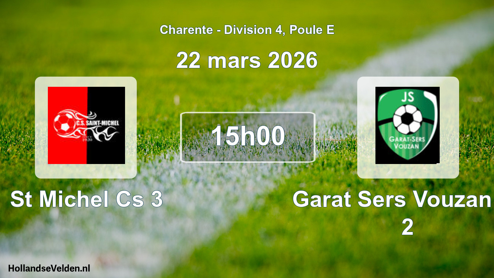 Geplande wedstrijd: St Michel Cs 3 - Garat Sers Vouzan Js 2 (22 mars 2026)