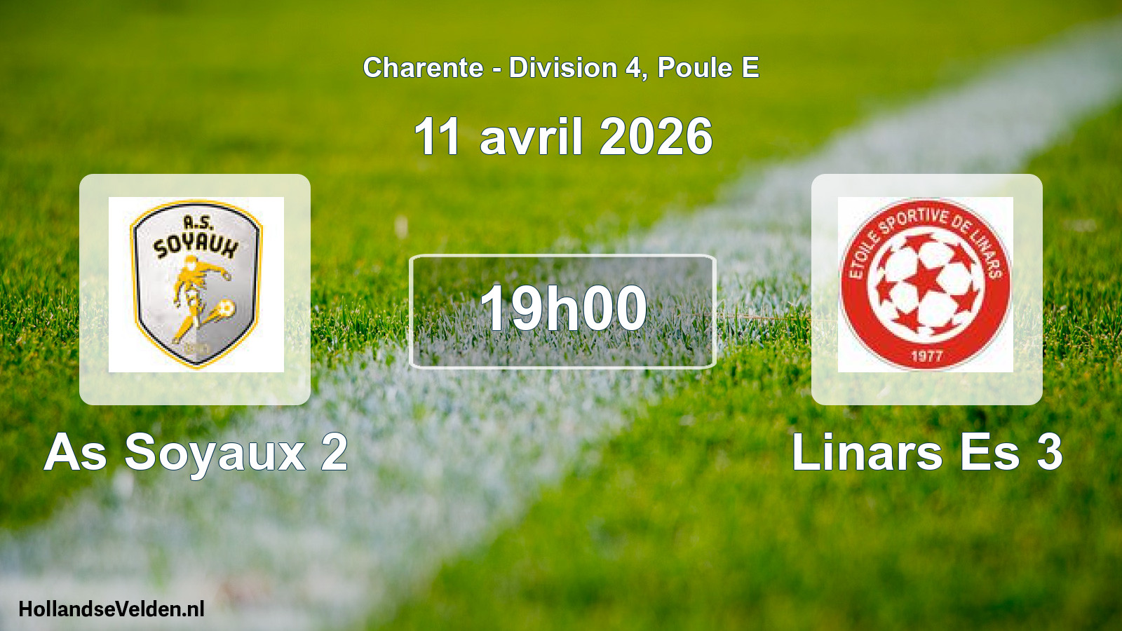 Geplande wedstrijd: As Soyaux 2 - Linars Es 3 (11 avril 2026)