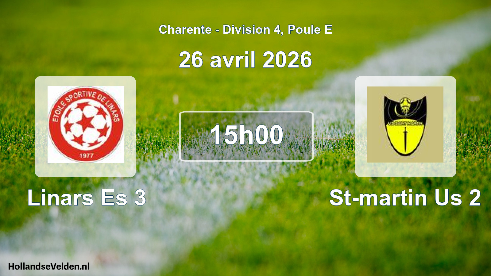 Geplande wedstrijd: Linars Es 3 - St-martin Us 2 (26 avril 2026)