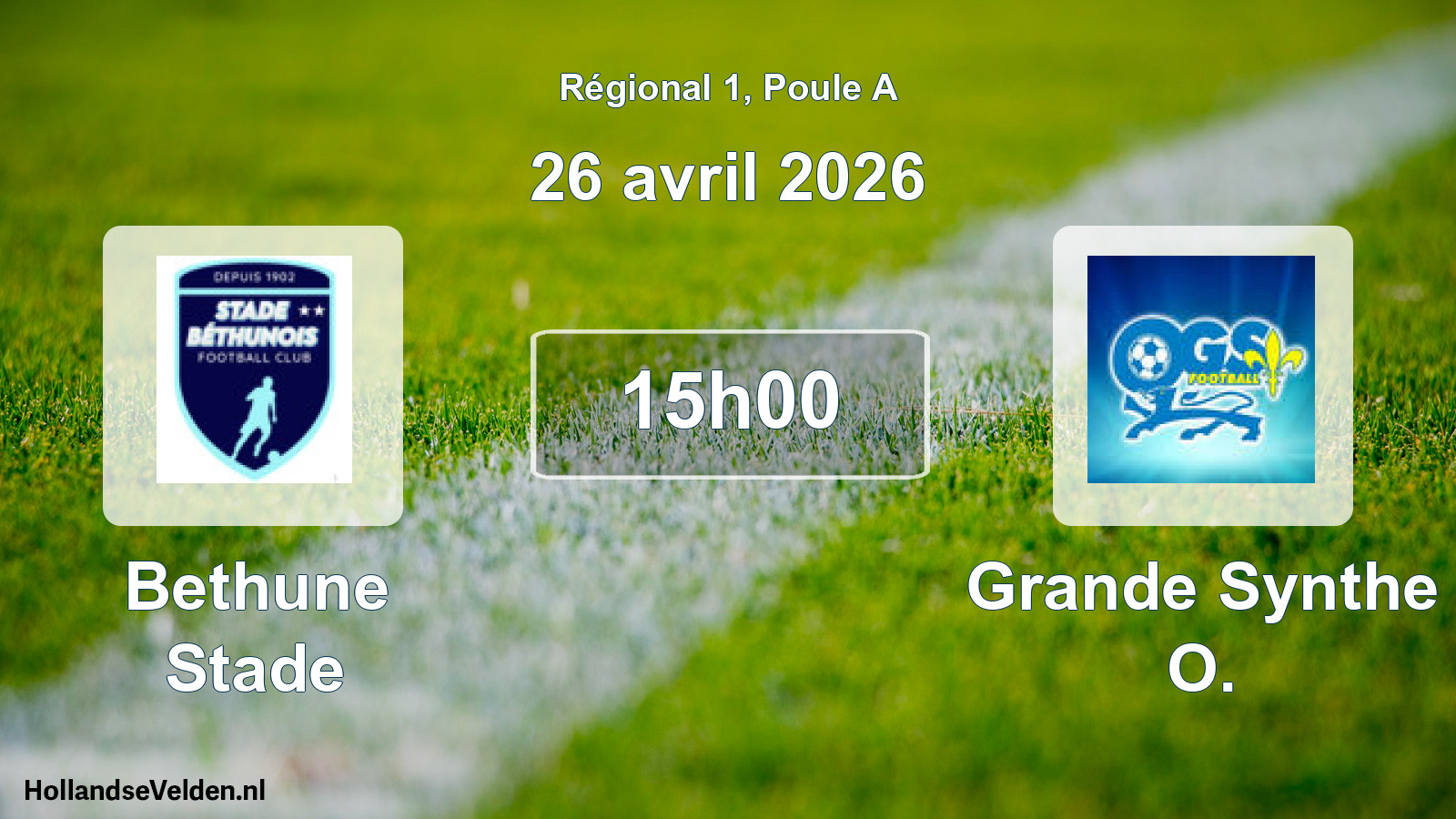 Geplande wedstrijd: Bethune Stade - Grande Synthe O. (26 avril 2026)