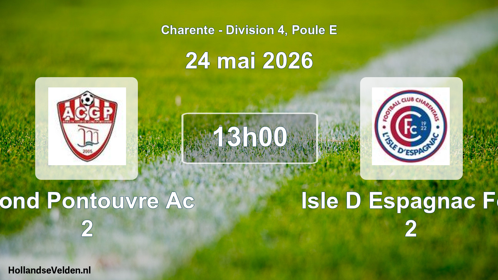 Geplande wedstrijd: Gond Pontouvre Ac 2 - Isle D Espagnac Fcc 2 (24 mai 2026)