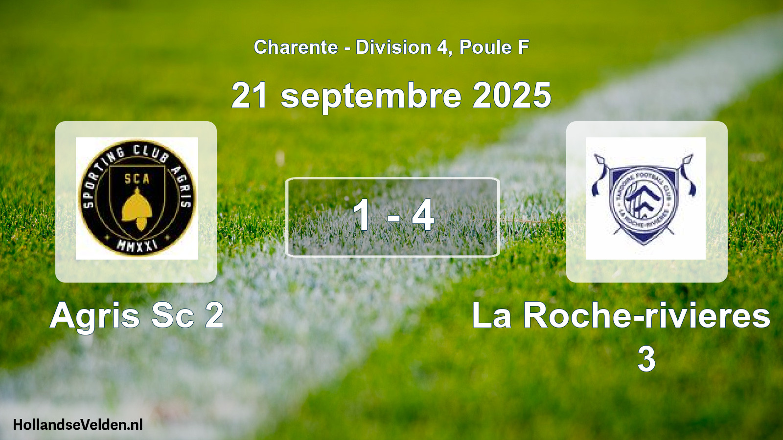 Gespeelde wedstrijd: Agris Sc 2 - La Roche-rivieres Fc 3 1 - 4 (21 septembre 2025)