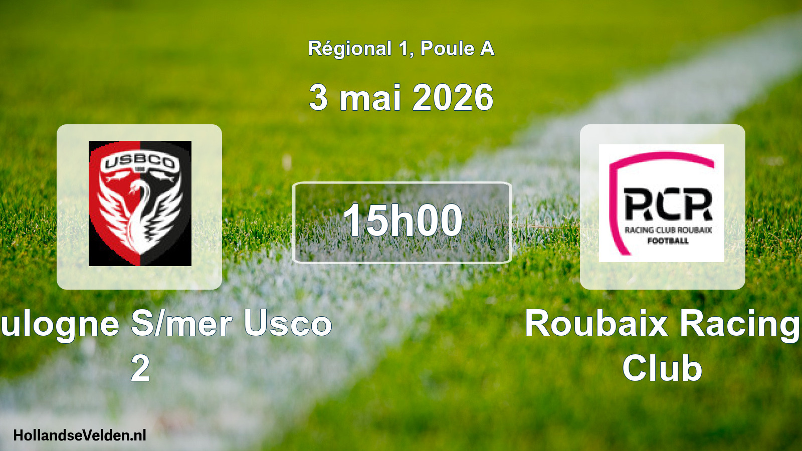 Geplande wedstrijd: Boulogne S/mer Usco 2 - Roubaix Racing Club (3 mei 2026)