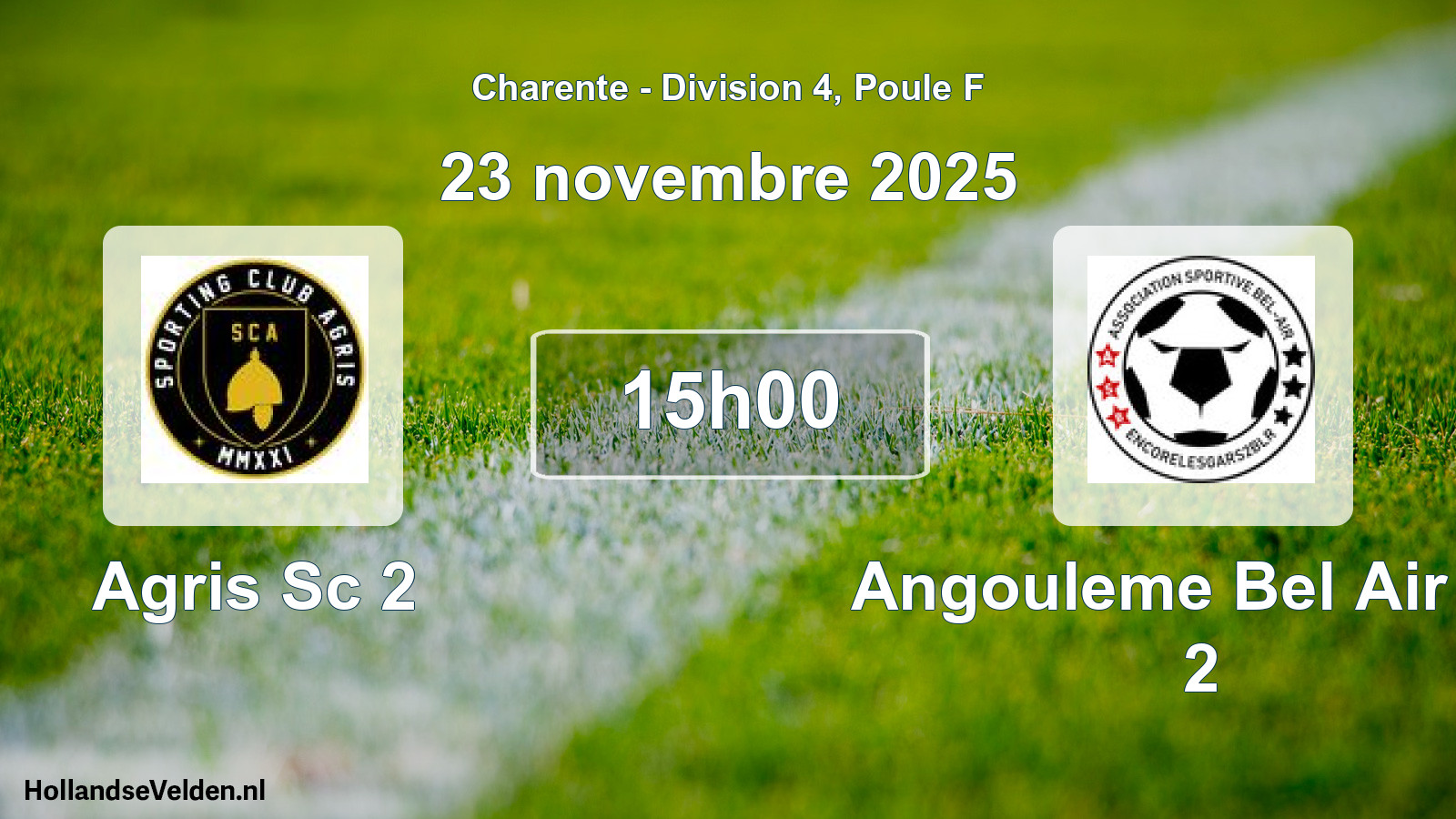 Geplande wedstrijd: Agris Sc 2 - Angouleme Bel Air As 2 (23 novembre 2025)