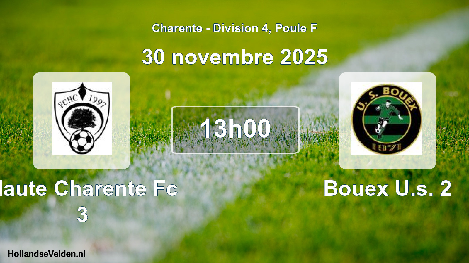 Geplande wedstrijd: Haute Charente Fc 3 - Bouex U.s. 2 (30 novembre 2025)