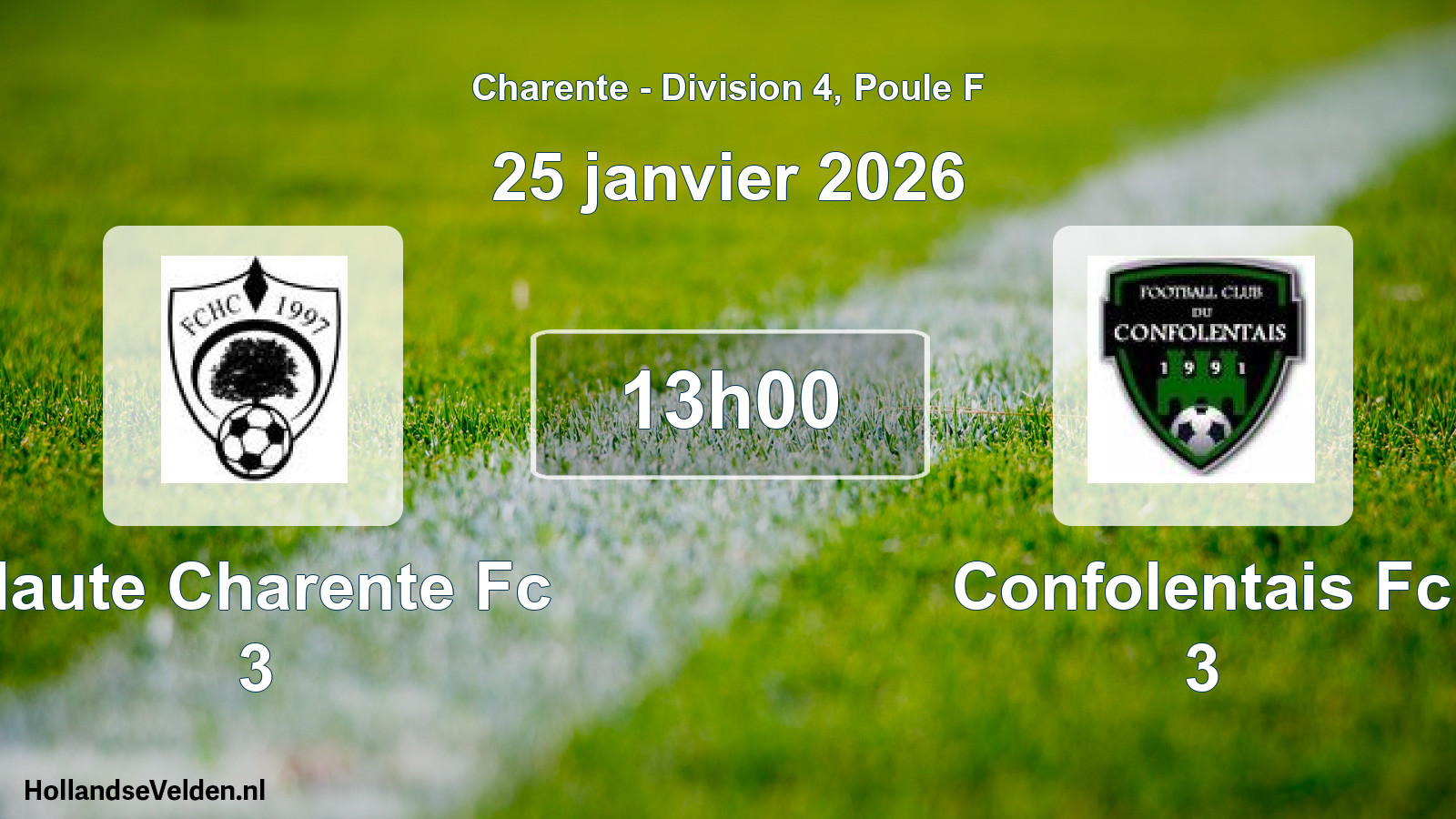 Geplande wedstrijd: Haute Charente Fc 3 - Confolentais Fc 3 (25 janvier 2026)