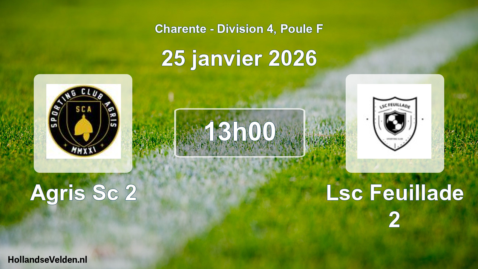 Geplande wedstrijd: Agris Sc 2 - Lsc Feuillade 2 (25 januari 2026)