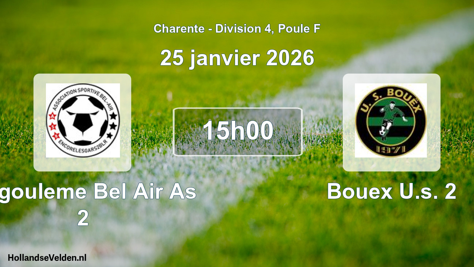Geplande wedstrijd: Angouleme Bel Air As 2 - Bouex U.s. 2 (25 januari 2026)