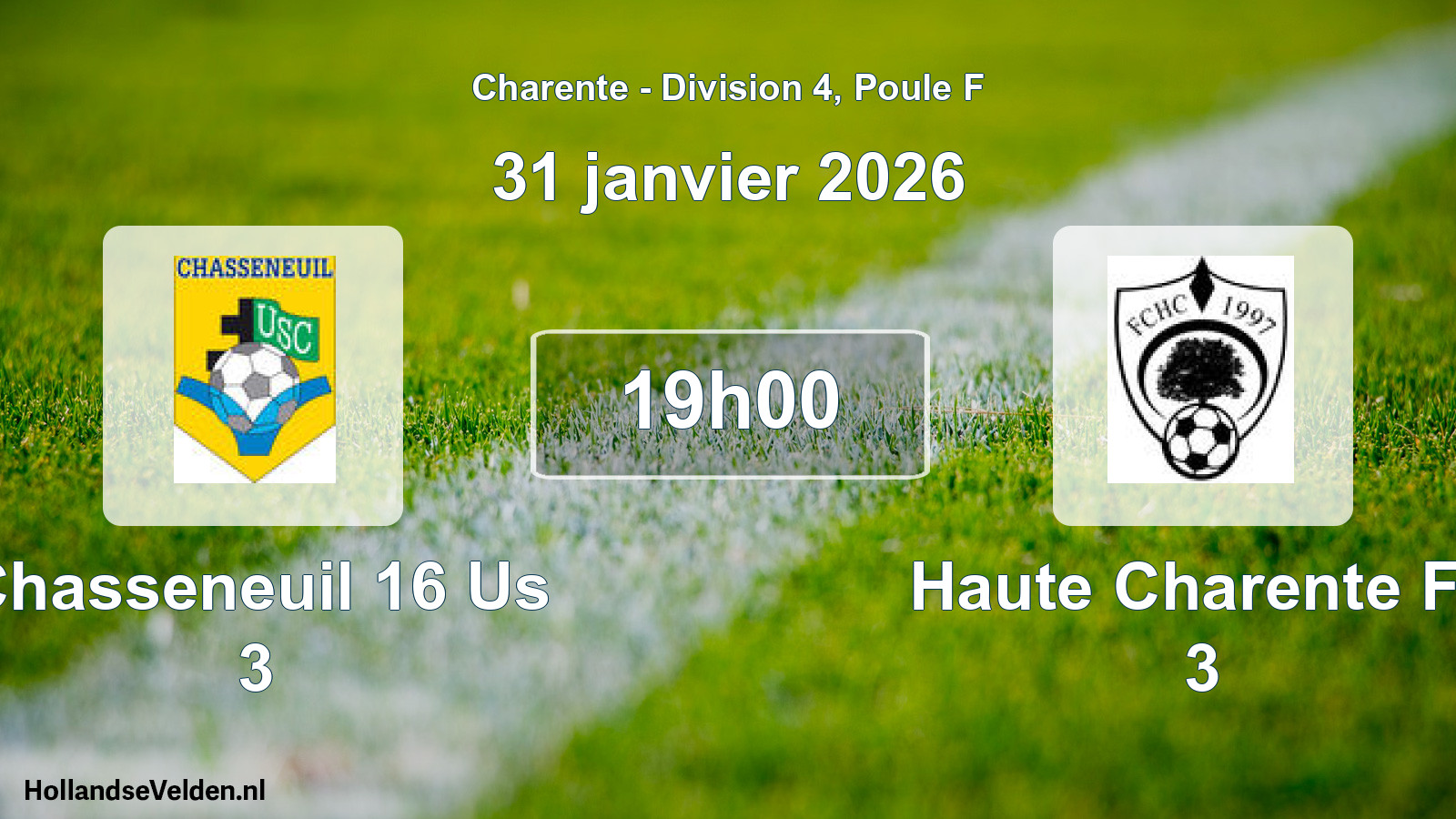 Geplande wedstrijd: Chasseneuil 16 Us 3 - Haute Charente Fc 3 (31 janvier 2026)