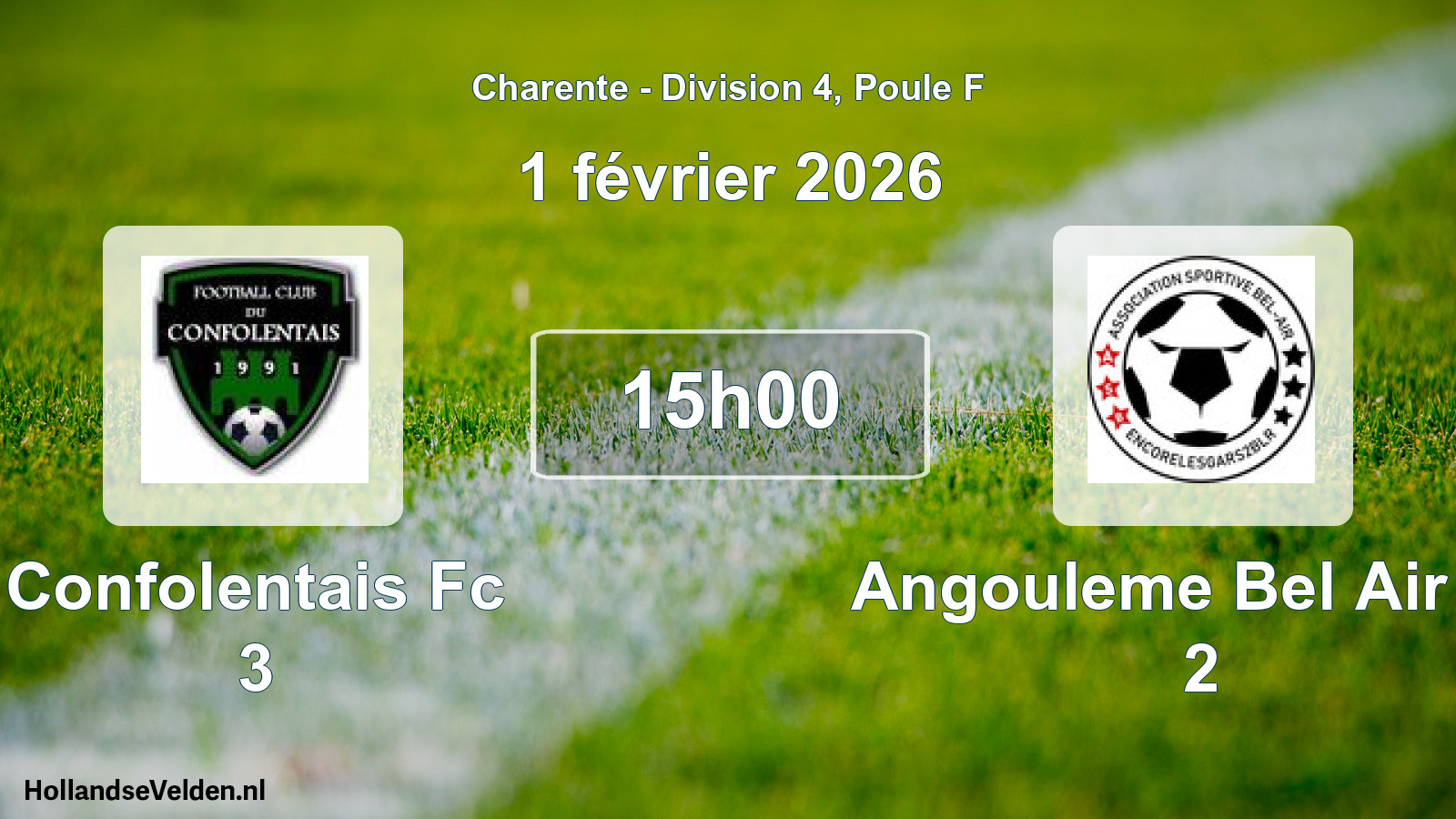 Geplande wedstrijd: Confolentais Fc 3 - Angouleme Bel Air As 2 (1 février 2026)