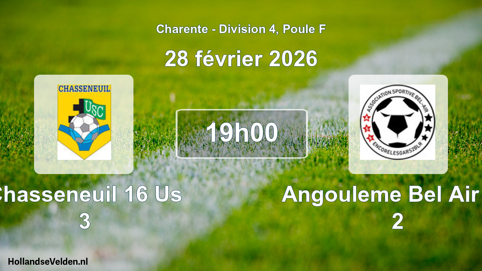 Geplande wedstrijd: Chasseneuil 16 Us 3 - Angouleme Bel Air As 2 (28 février 2026)