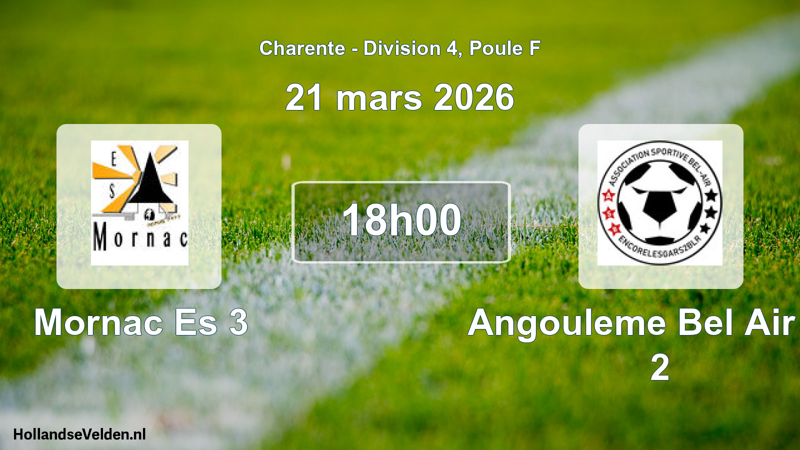 Geplande wedstrijd: Mornac Es 3 - Angouleme Bel Air As 2 (21 mars 2026)