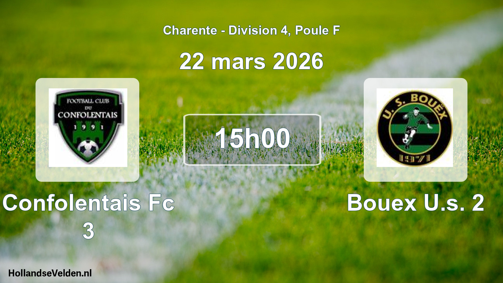 Geplande wedstrijd: Confolentais Fc 3 - Bouex U.s. 2 (22 mars 2026)