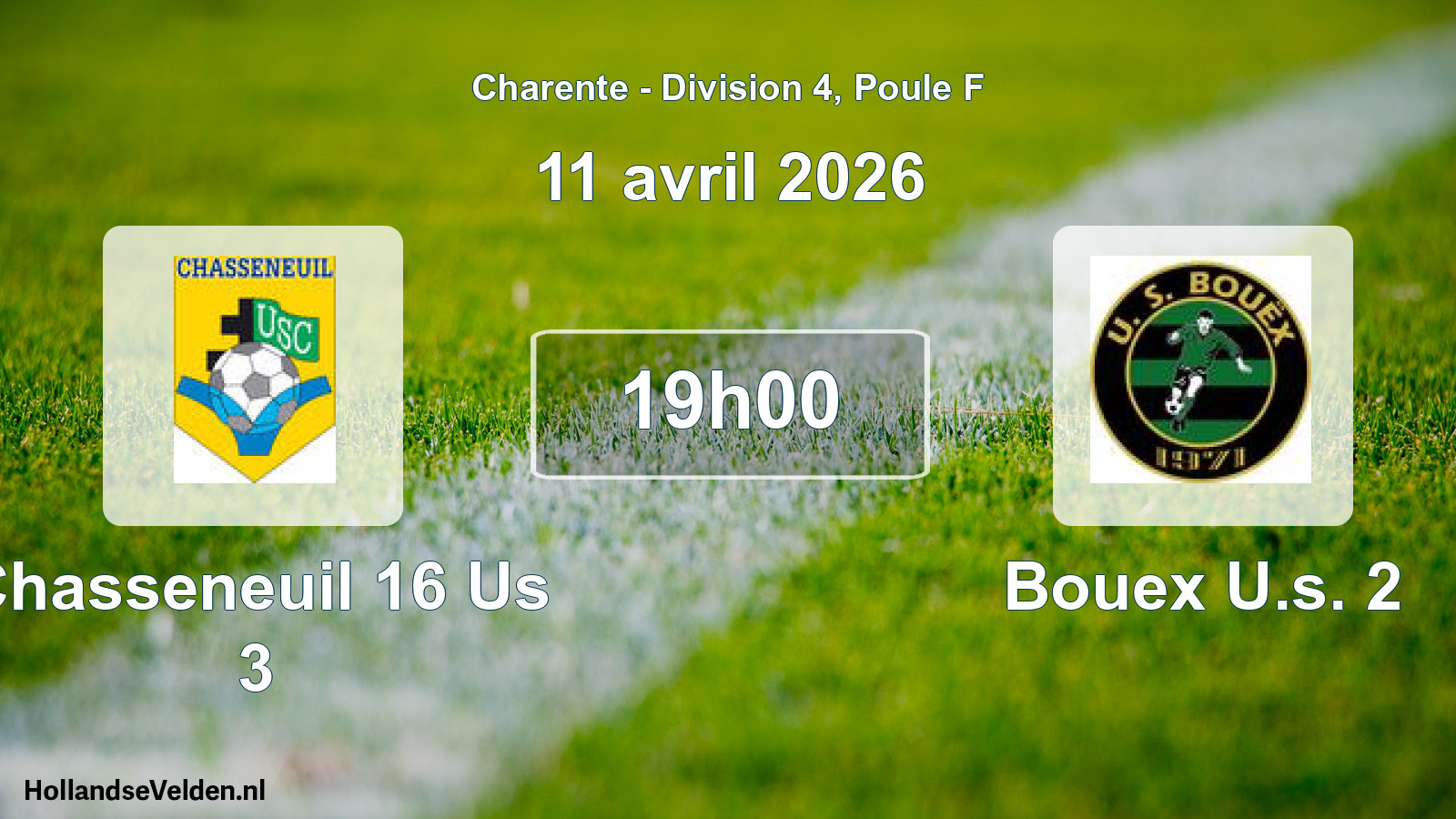 Geplande wedstrijd: Chasseneuil 16 Us 3 - Bouex U.s. 2 (11 avril 2026)