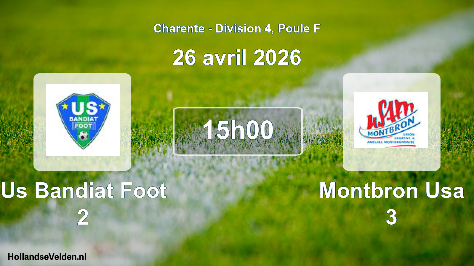Geplande wedstrijd: Us Bandiat Foot 2 - Montbron Usa 3 (26 avril 2026)