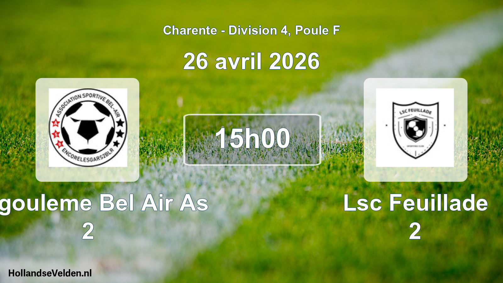 Geplande wedstrijd: Angouleme Bel Air As 2 - Lsc Feuillade 2 (26 avril 2026)