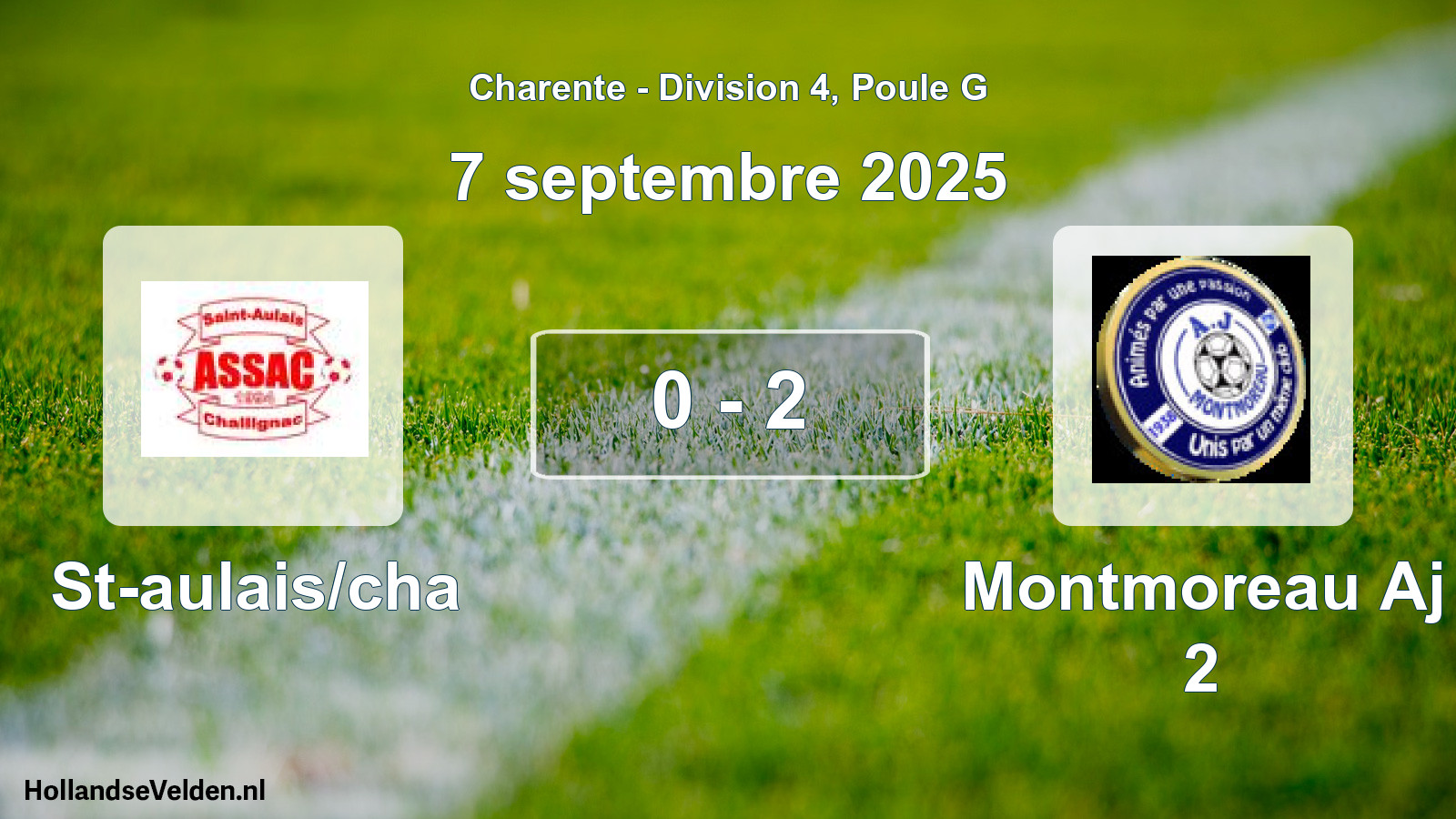 Total number of matches played: St-aulais/cha - Montmoreau Aj 2 0 - 2 (7 September 2025)