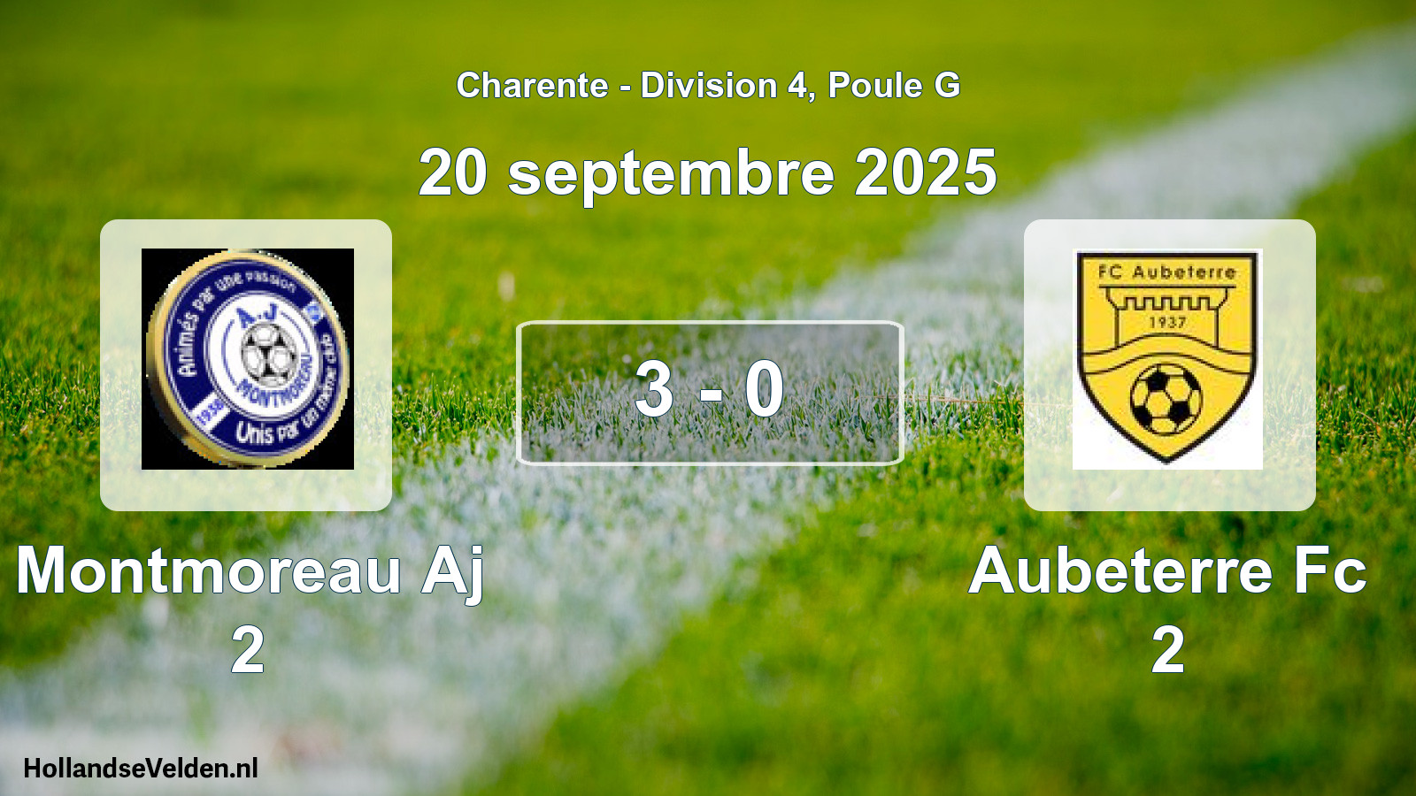 Total number of matches played: Montmoreau Aj 2 - Aubeterre Fc 2 3 - 0 (20 September 2025)
