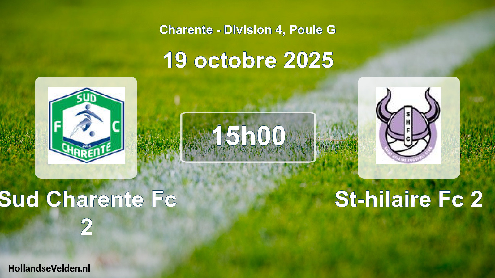 Scheduled Match: Sud Charente Fc 2 - St-hilaire Fc 2 (19 October 2025)