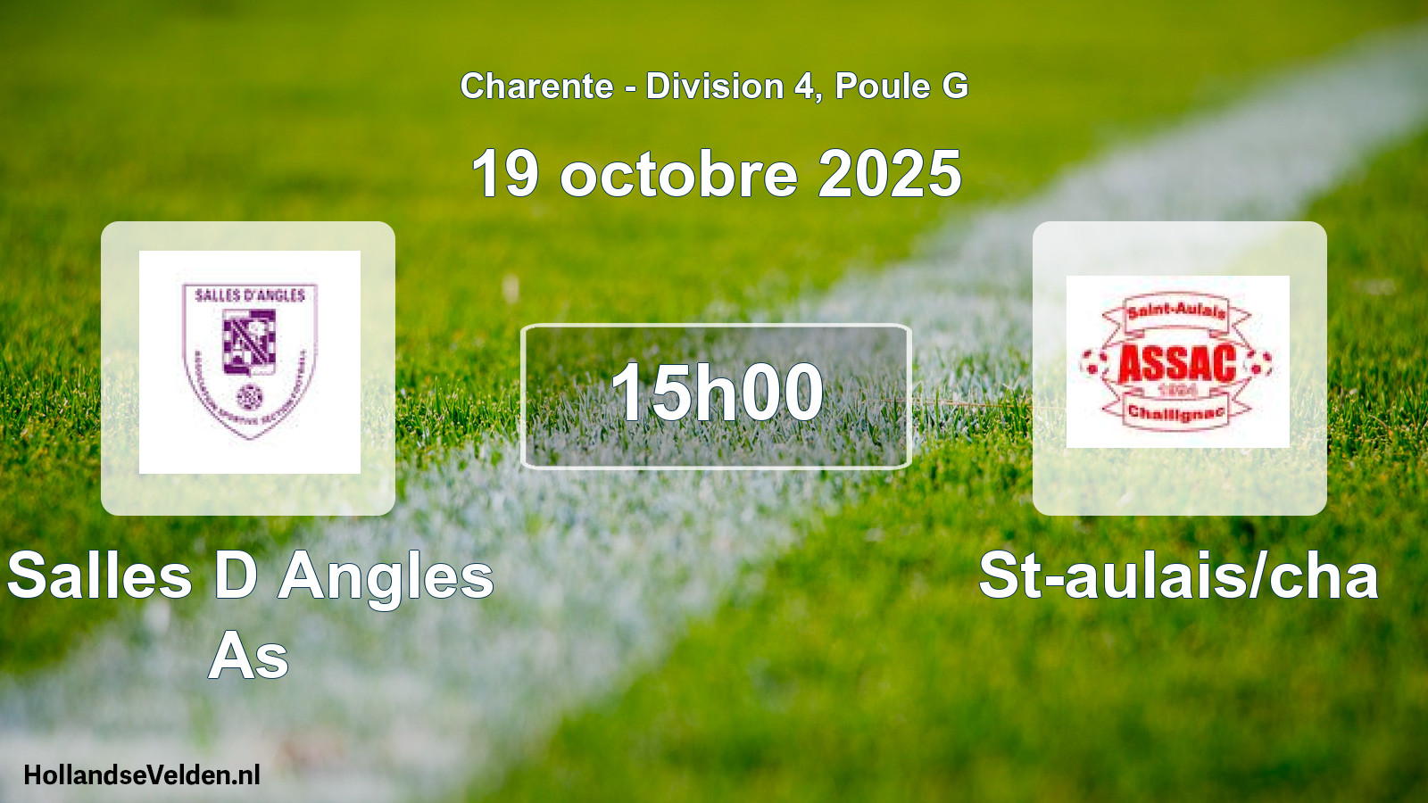 Geplande wedstrijd: Salles D Angles As - St-aulais/cha (19 octobre 2025)
