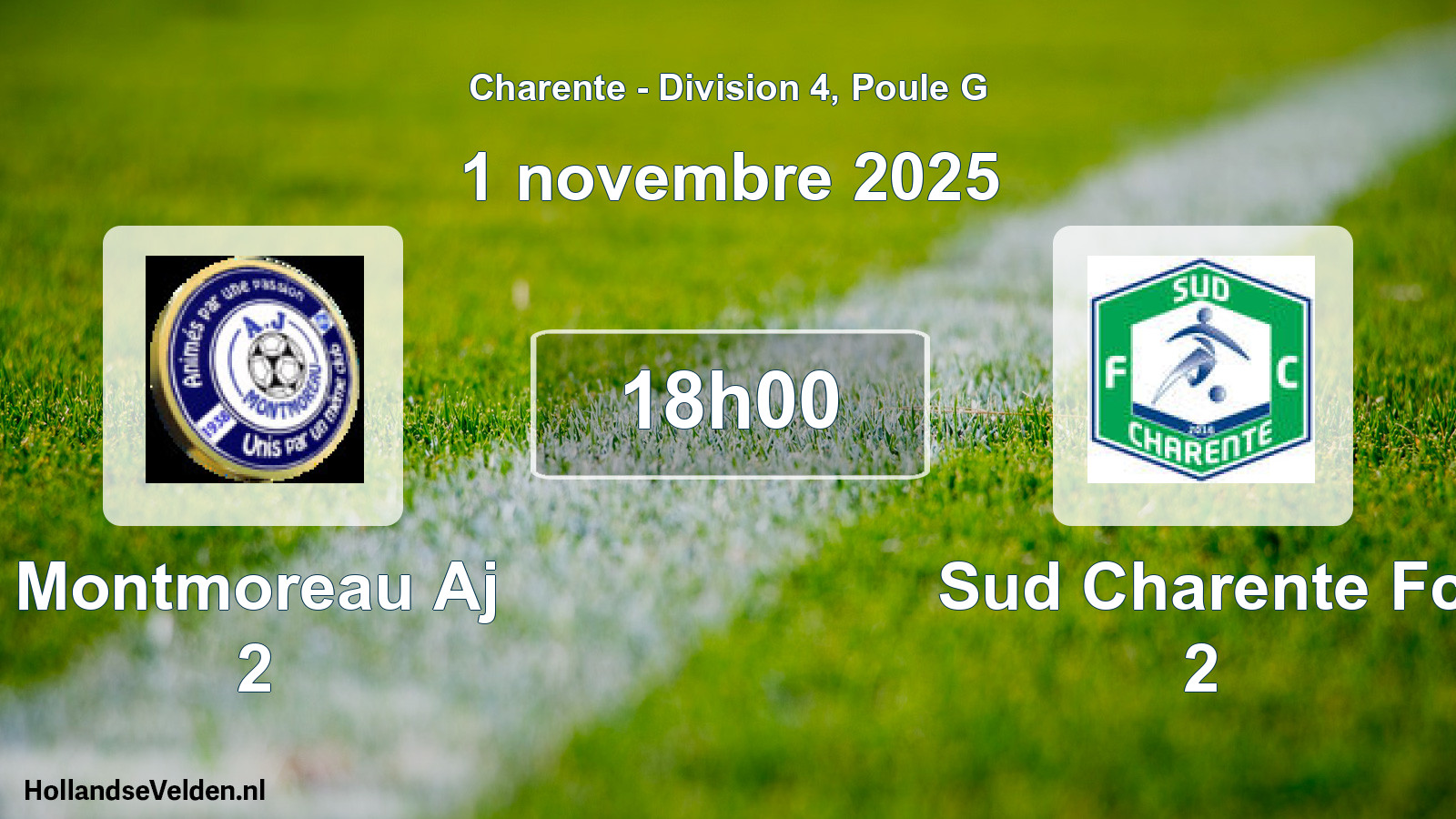 Geplande wedstrijd: Montmoreau Aj 2 - Sud Charente Fc 2 (1 novembre 2025)