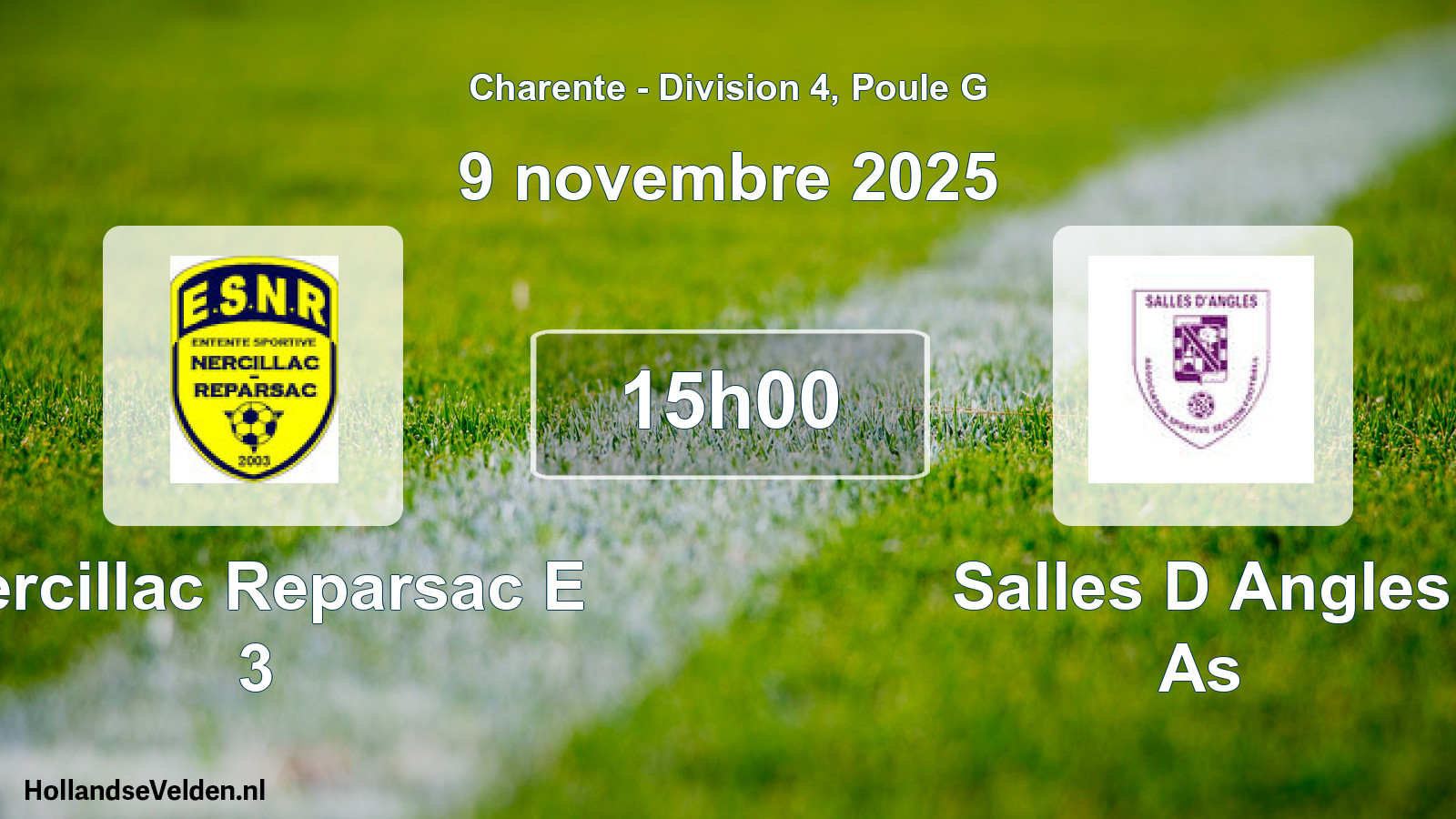 Geplande wedstrijd: Nercillac Reparsac E 3 - Salles D Angles As (9 novembre 2025)