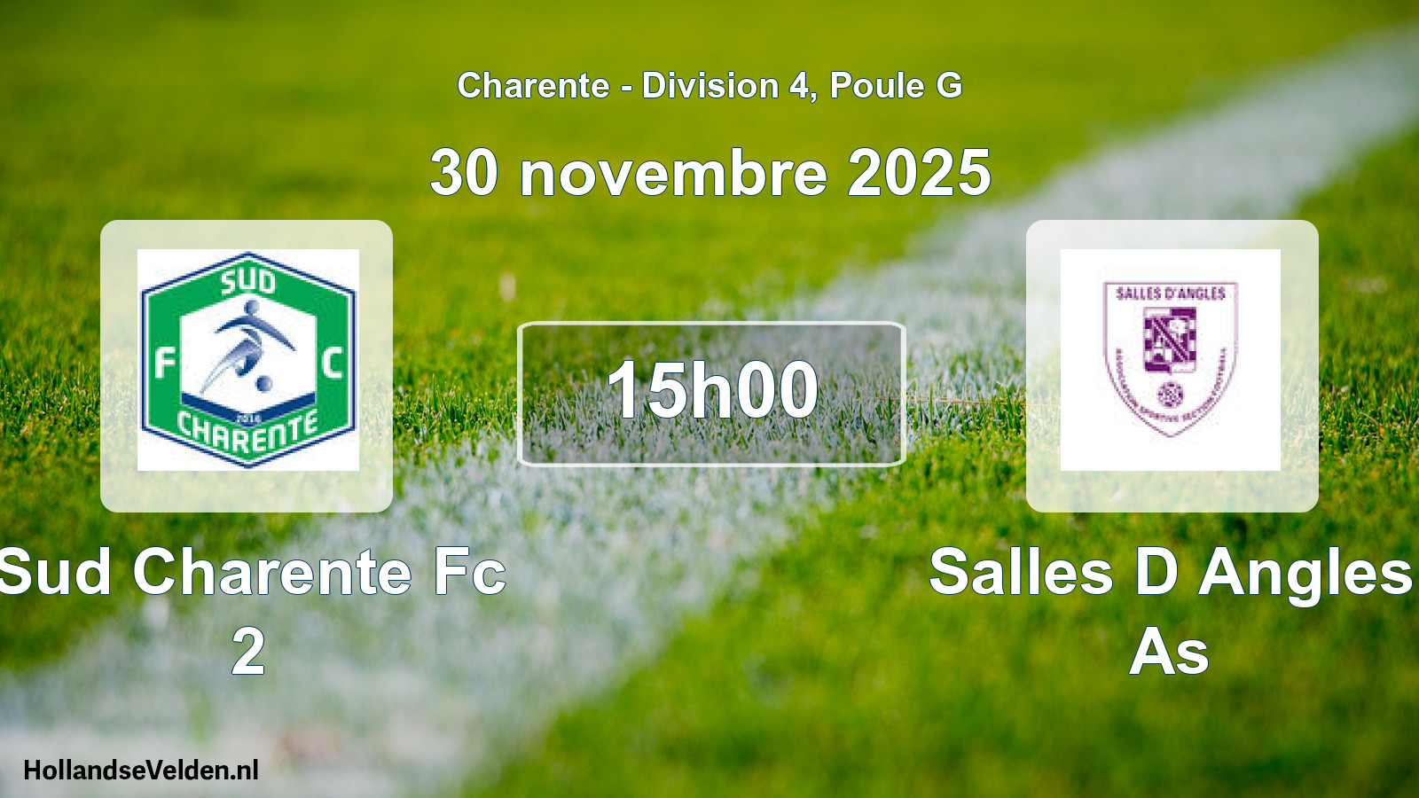 Geplande wedstrijd: Sud Charente Fc 2 - Salles D Angles As (30 novembre 2025)