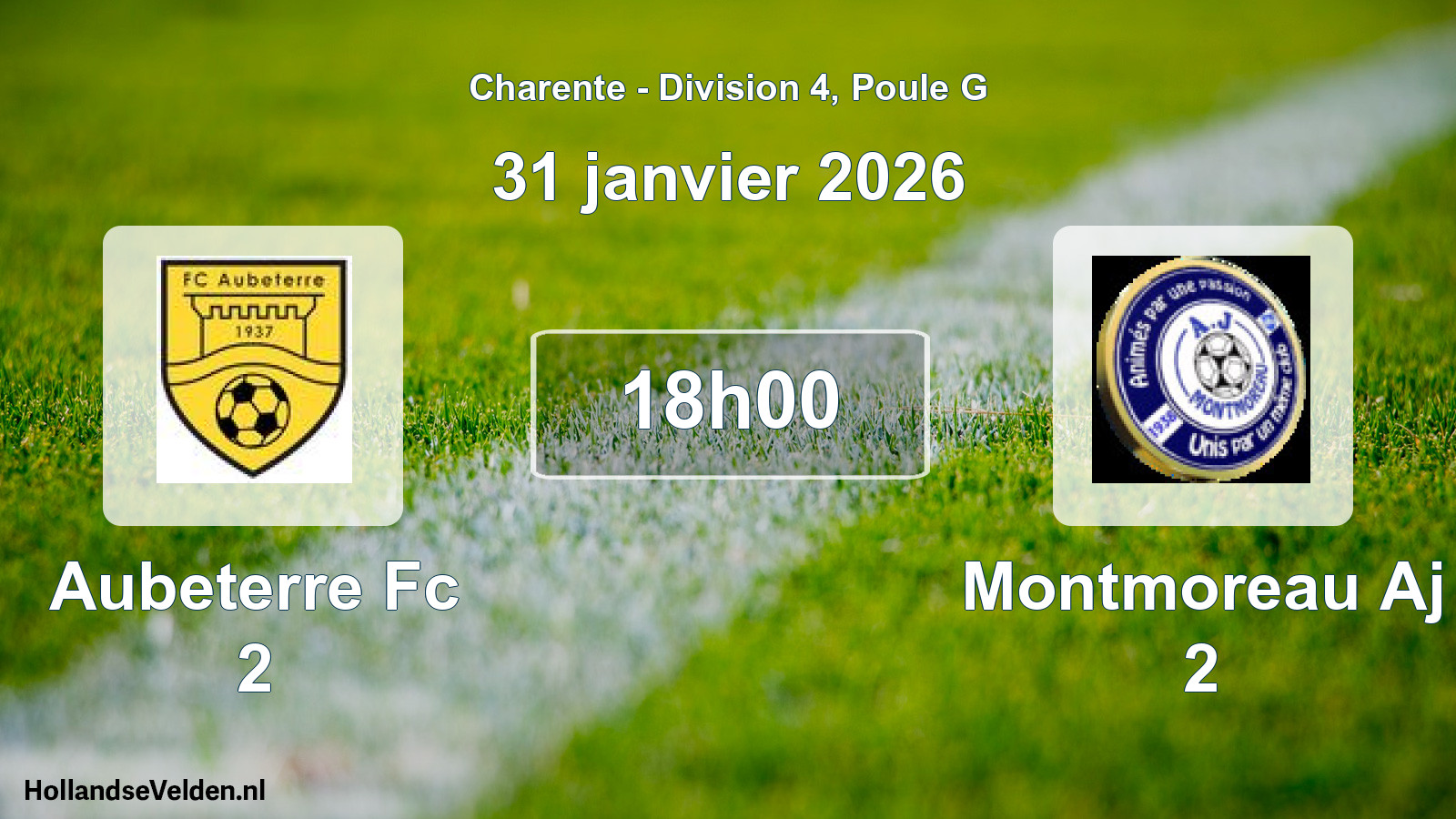 Geplande wedstrijd: Aubeterre Fc 2 - Montmoreau Aj 2 (31 janvier 2026)