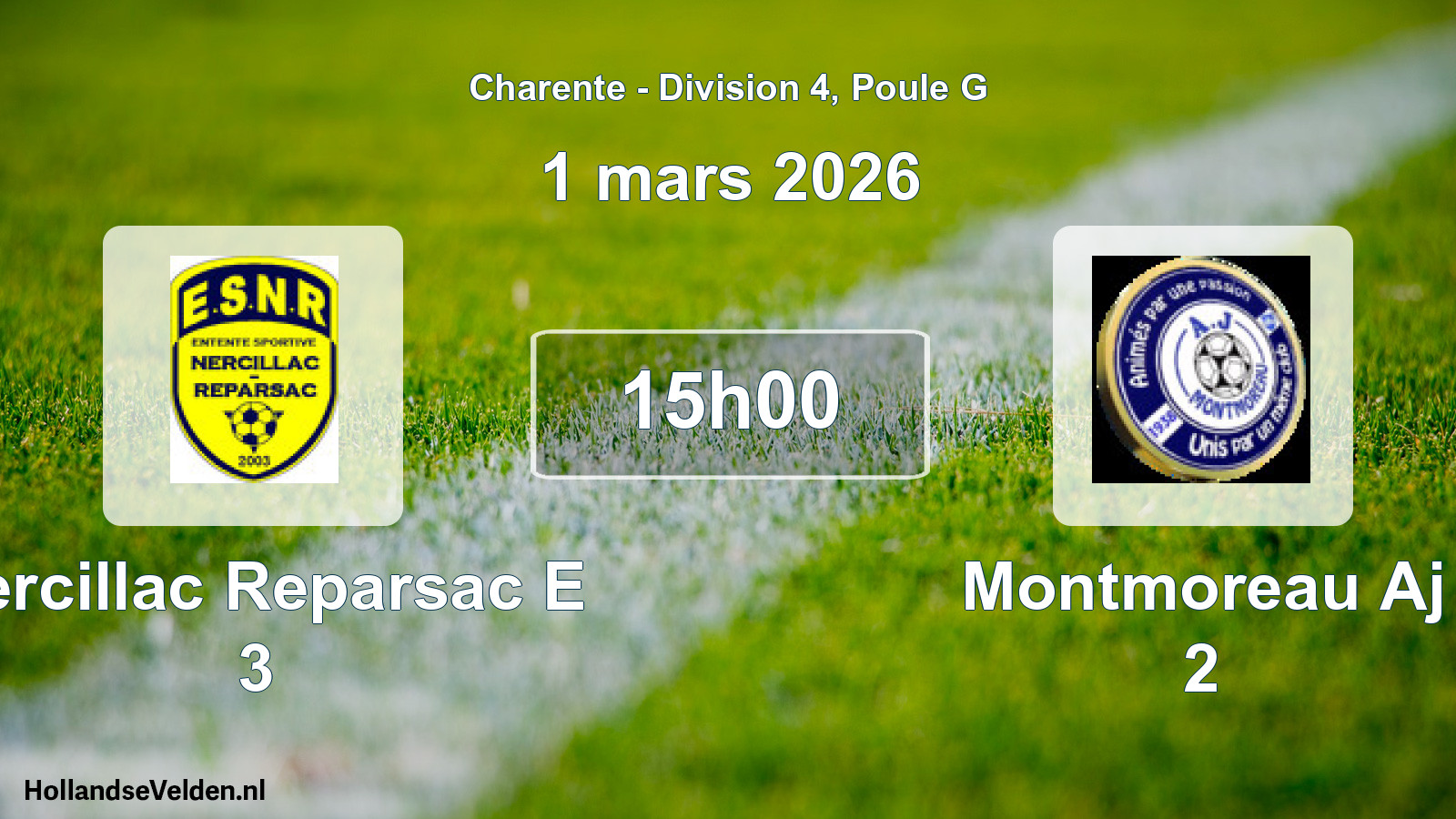 Geplande wedstrijd: Nercillac Reparsac E 3 - Montmoreau Aj 2 (1 mars 2026)