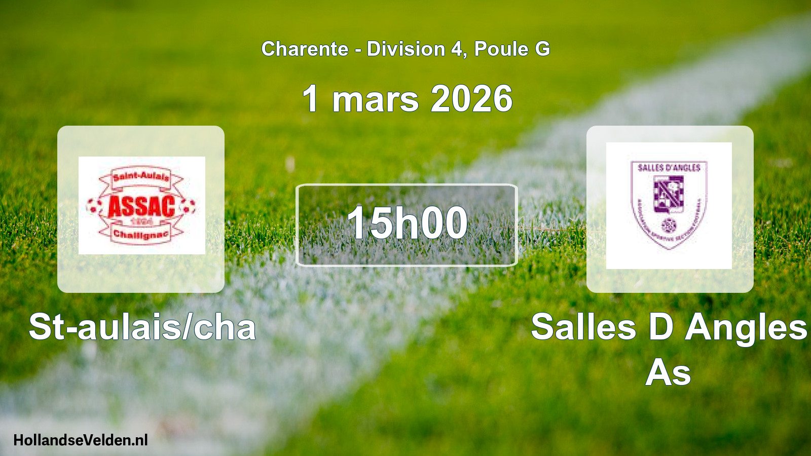 Geplande wedstrijd: St-aulais/cha - Salles D Angles As (1 mars 2026)