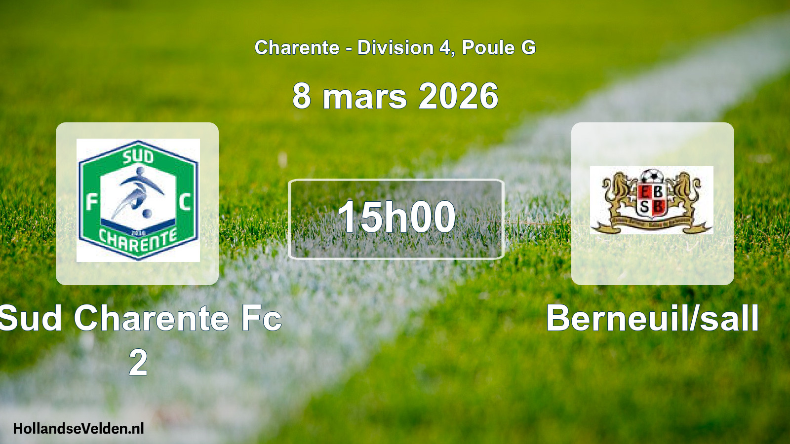 Geplande wedstrijd: Sud Charente Fc 2 - Berneuil/sall (8 maart 2026)