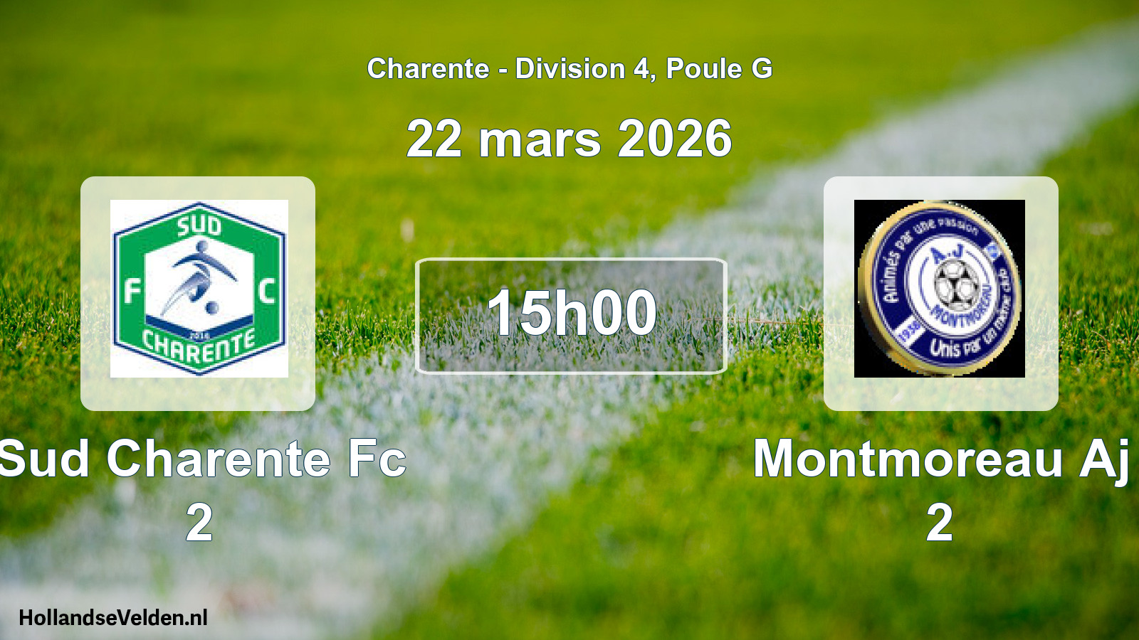 Scheduled Match: Sud Charente Fc 2 - Montmoreau Aj 2 (22 March 2026)